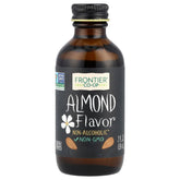 Frontier Co-op Organic Almond Flavor bottle, aromatic almond scent for desserts and drinks.