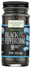 Frontier Co-op black peppercorns in a jar add vibrant aroma to everyday cooking