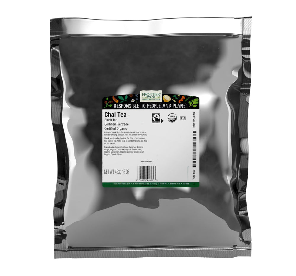 Frontier Co-op Chai Tea bulk bag (16 oz) for everyday chai rituals.