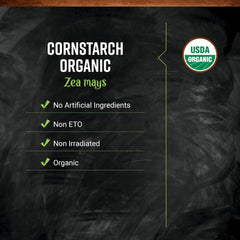 The Frontier Co-op Organic Cornstarch 1 lb bag is ready for precise measuring.