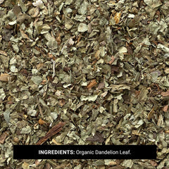 Frontier Co-op dandelion leaf dried coffee alternative ready for infusion.
