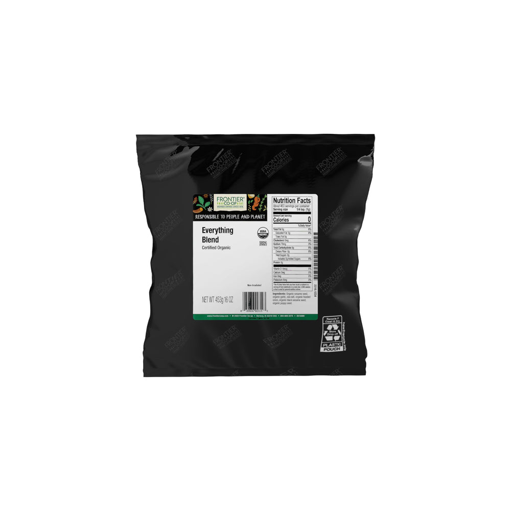 Frontier Co-op Everything Blend bulk bag on kitchen counter for convenient seasoning