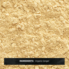 Frontier Co-op Ginger Root Powder with a scoop, ideal for curries and teas.
