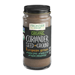 Frontier Co-op ground coriander seed bottle with bright aroma for curries and soups.