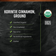 Frontier Co-op Korintje cinnamon ground jar with label, premium Indonesian spice