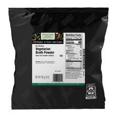 Frontier Co-op No-Chicken broth powder bulk bag showing vegan broth option for soups.