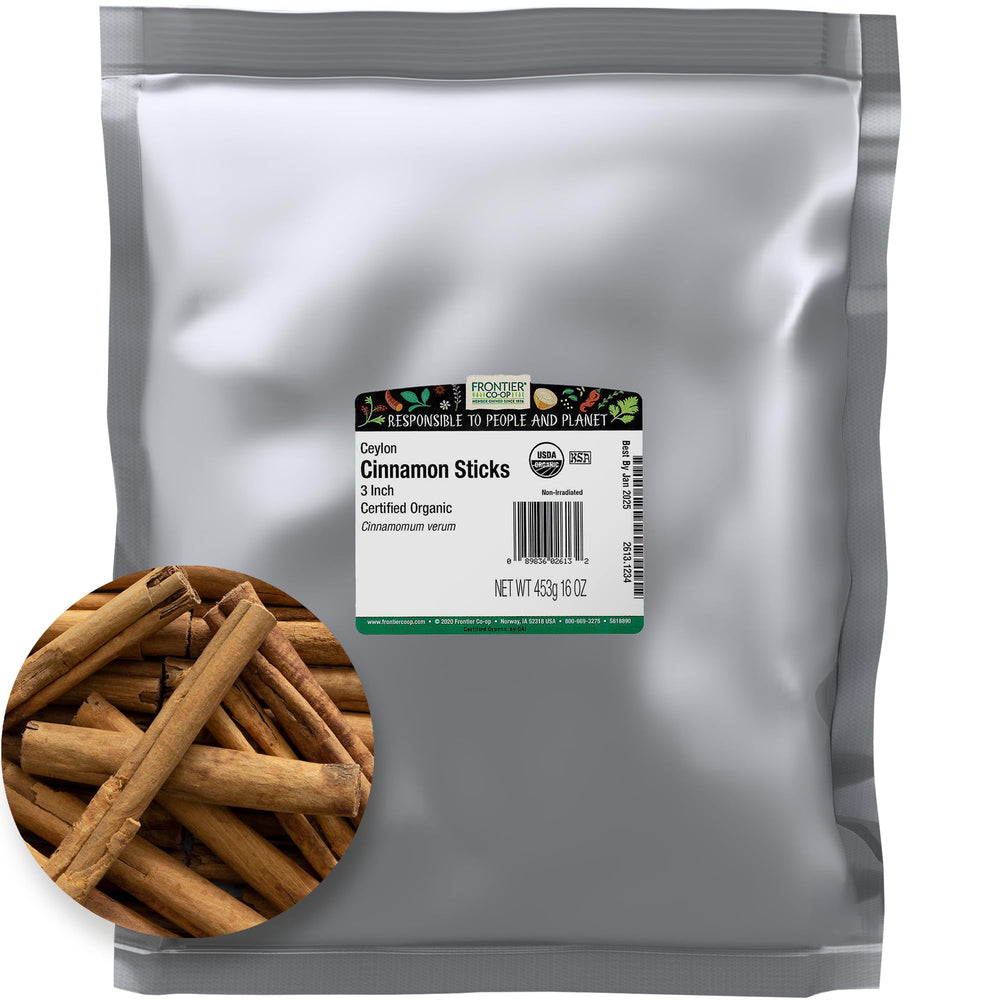 Frontier Co-op Organic Ceylon cinnamon sticks in bulk bag for fragrant tea infusion