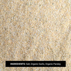 Frontier Co-op organic garlic salt with parsley jar shown in kitchen for everyday cooking.