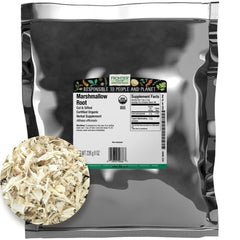 Frontier Co-op Organic Marshmallow Root eight-ounce bulk for teas, syrups, and remedies.