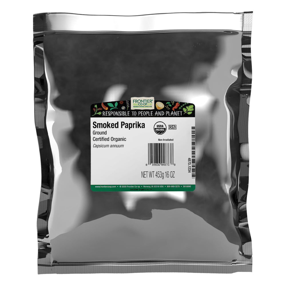 Frontier Co-op organic smoked paprika powder adds rich color and smoky aroma to recipes