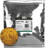 Frontier Co-op Organic Turmeric Ginger Blend bulk bag for easy tea and cooking.