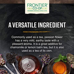 Frontier Co-op passion flower aromatic dried flower leaves add mild earthy notes.