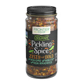 Frontier Co-op Pickling Spice bottle showing organic blend for traditional pickles