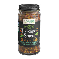 Frontier Co-op Pickling Spice bottle showing organic blend for traditional pickles
