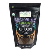 Frontier Co-op chicory root granules in bag offer a caffeine-free coffee substitute.
