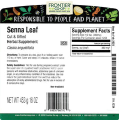 Frontier Co-op Senna leaf tea infusion ready for brewing and herbal blends.