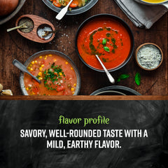 Ready-to-use Frontier Co-op broth powder poured into a bowl for quick soup.