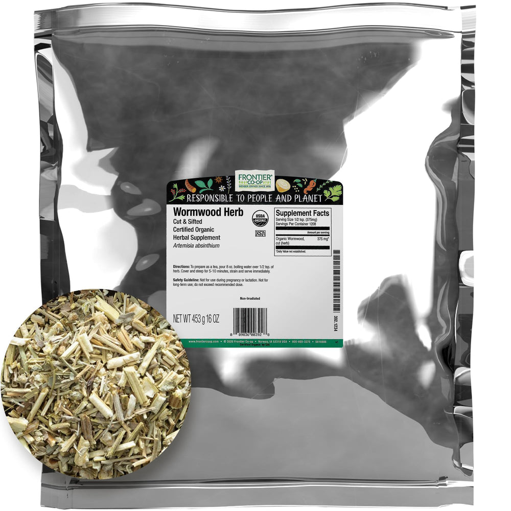 Frontier Co-op organic wormwood herb bulk bag cut and sifted for teas