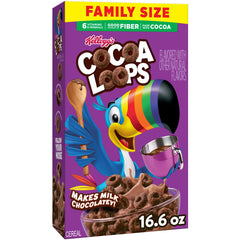 Froot Loops Cocoa Loops bowl pour with chocolatey milk for a tasty breakfast.