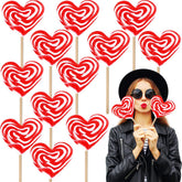 Fruidles jumbo heart lollipop with red and white swirl, perfect for gifting.