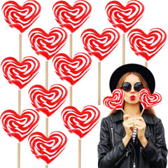 Fruidles jumbo heart lollipop with red and white swirl, perfect for gifting.