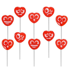 Fruidles red heart tattoo lollipop, white heart design, ideal romantic gift