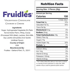 Fruidles Cookies Cream Hearts, individually wrapped, perfect for gifting and sharing.