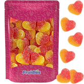 Fruidles Valentines Peach Gummi Heart 8oz bag, soft peach flavor for gifting.