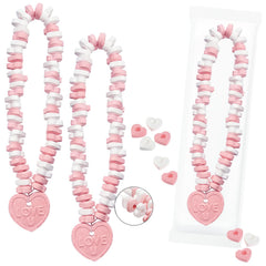 Fruidles pastel-colored beads on an elastic cord for kid-friendly edible jewelry.