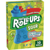 Fruit Roll-Ups Blue Razzberry pouch highlights tangy flavor for lunchbox snacking
