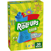 Fruit Roll-Ups Blue Razzberry sour pouch highlighting tangy flavor and fun snacking.
