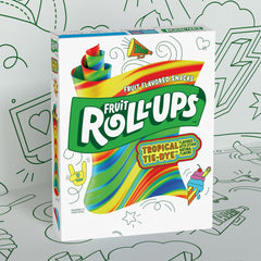 Fruit Roll-Ups Tropical Tie-Dye on-the-go packaging is ideal for travel.