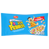 Fruity Pebbles Marshmallow Cereal bag shown for family breakfast variety