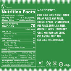 Fruniti Super Greens Smoothie Mix bottle label closeup of ingredients