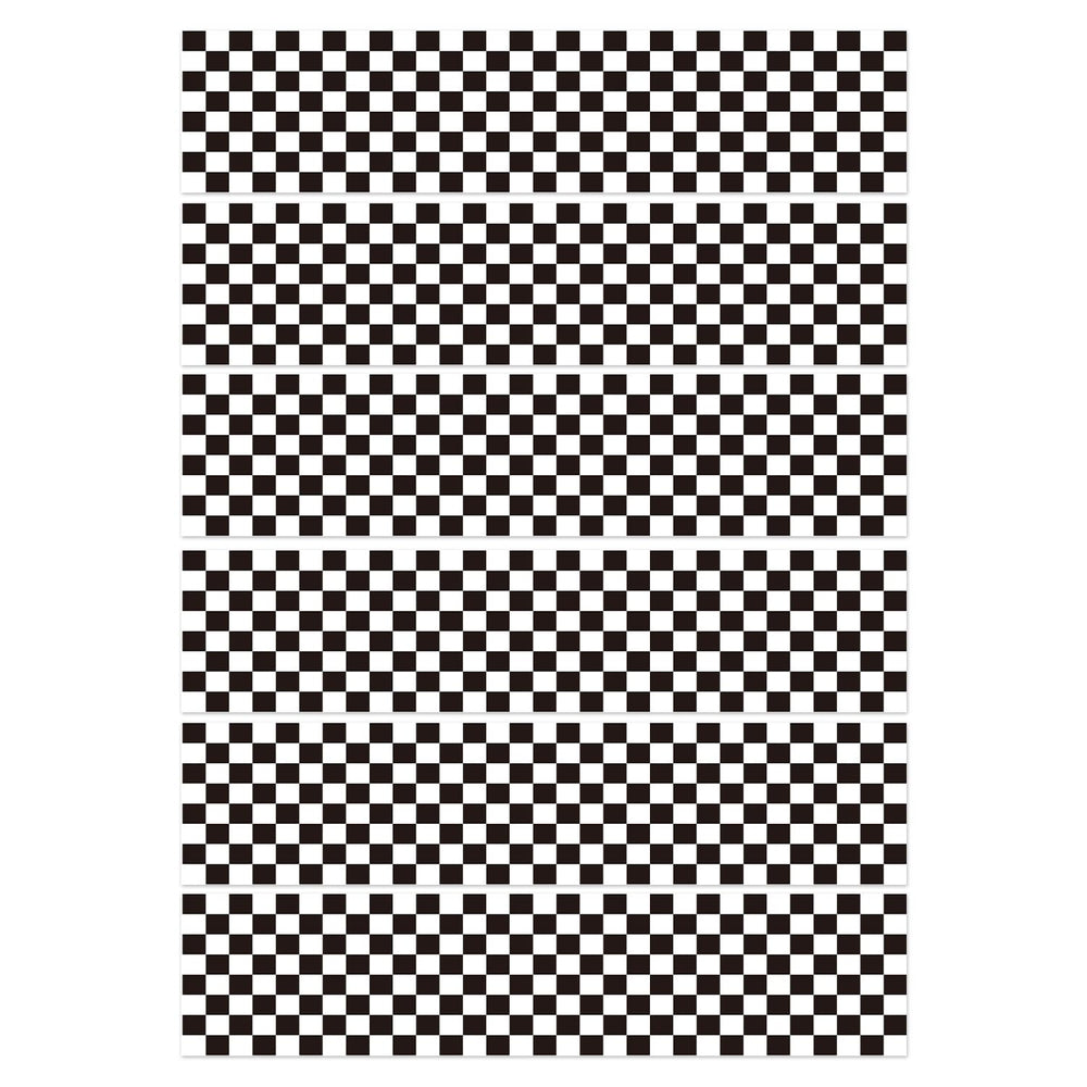 Fukaisu edible border strip with black and white checkered pattern on cake.