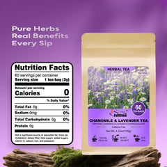 FullChea chamomile lavender tea cup steeping evokes tranquil moments and fragrant sweetness.