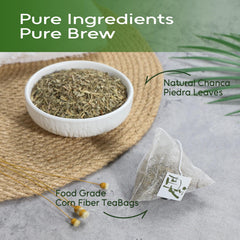 FullChea Chanca Piedra Tea biodegradable bag packaging highlights eco-friendly care.