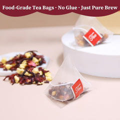 FullChea Cranberry Apple Tea hot brew served in a mug with inviting aroma.
