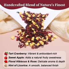 FullChea Cranberry Apple Tea steeping in hot water releasing fruity aroma.