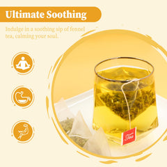 FullChea fennel tea bag closeup with sifted seeds delivering smooth taste
