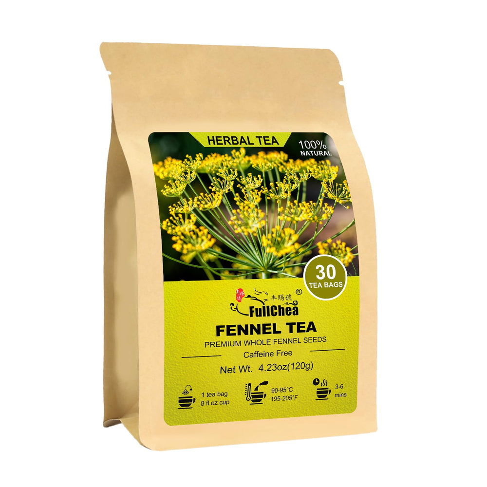 FullChea fennel tea bags pack highlights daily calm with caffeine-free aroma