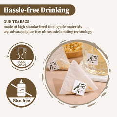FullChea ginseng tea bag closeup highlighting natural ingredients and craftsmanship