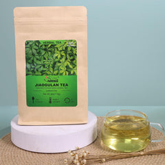 Dried gynostemma leaves close-up showing premium quality for a flavorful infusion