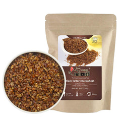 FullChea Himalayan Tartary Buckwheat Tea loose leaf with roasted aroma, gluten-free option.