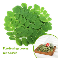 FullChea Moringa Tea brewed cup with inviting herbaceous aroma.