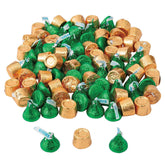 Fun Express Kisses green and gold wrap collection, ideal for festive candy buffets and party favors.