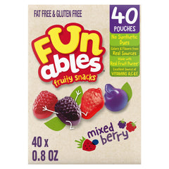 Funables Mixed Berry Fruity Snacks box, ideal for lunchboxes and travel.