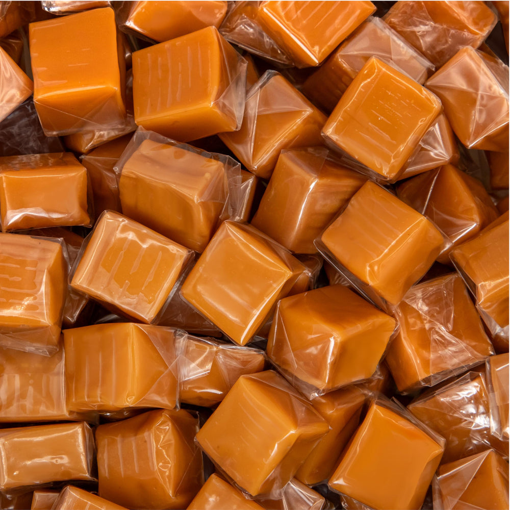 FUNTASTY caramel candy 2 lb bag with creamy vanilla flavor.