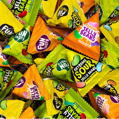 FUNTASTY Jelly Beans 60 mini packs bag showing colorful glossy pouches for party favors