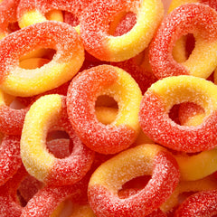 FUNTASTY Peach Rings in 11 oz bag ready for snacking.